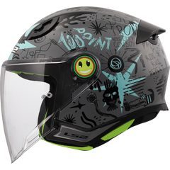 LS2 OF622 FUNNY II – SCRIBBLE GREY BLUE-GLOSS