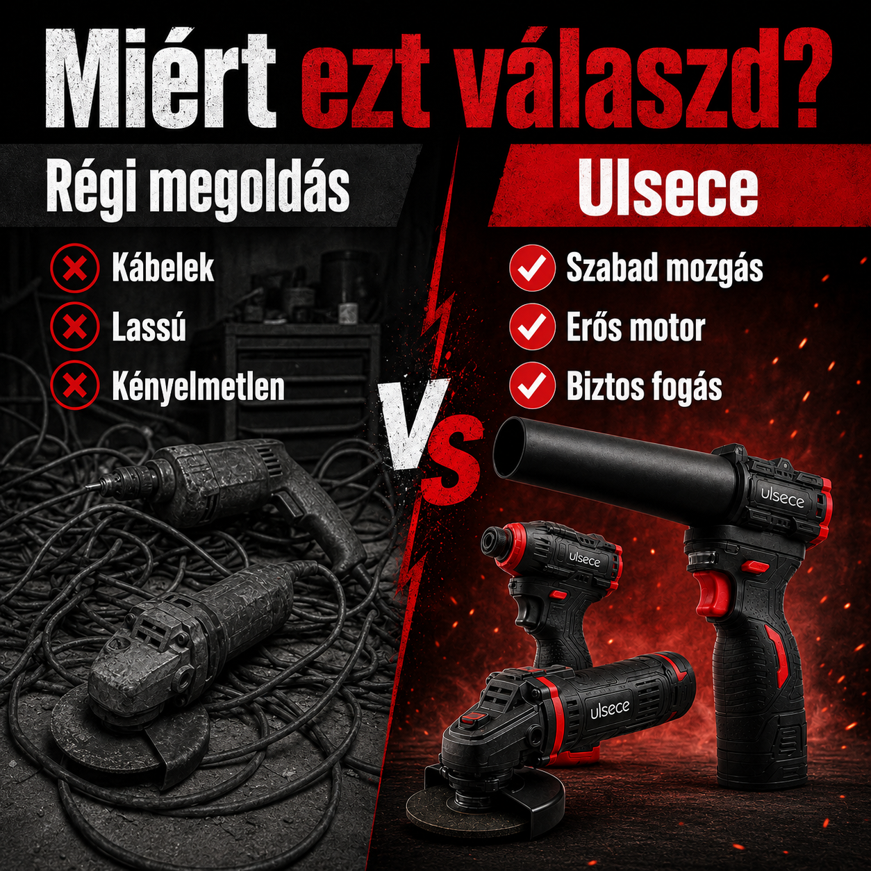 Ütvecsavarozó, ütvefúró és fúvó kombinált készlet